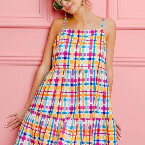 BiBi‎ Multi Colors Plaid Sleeveless Sun Dress - Picture 3 of 16